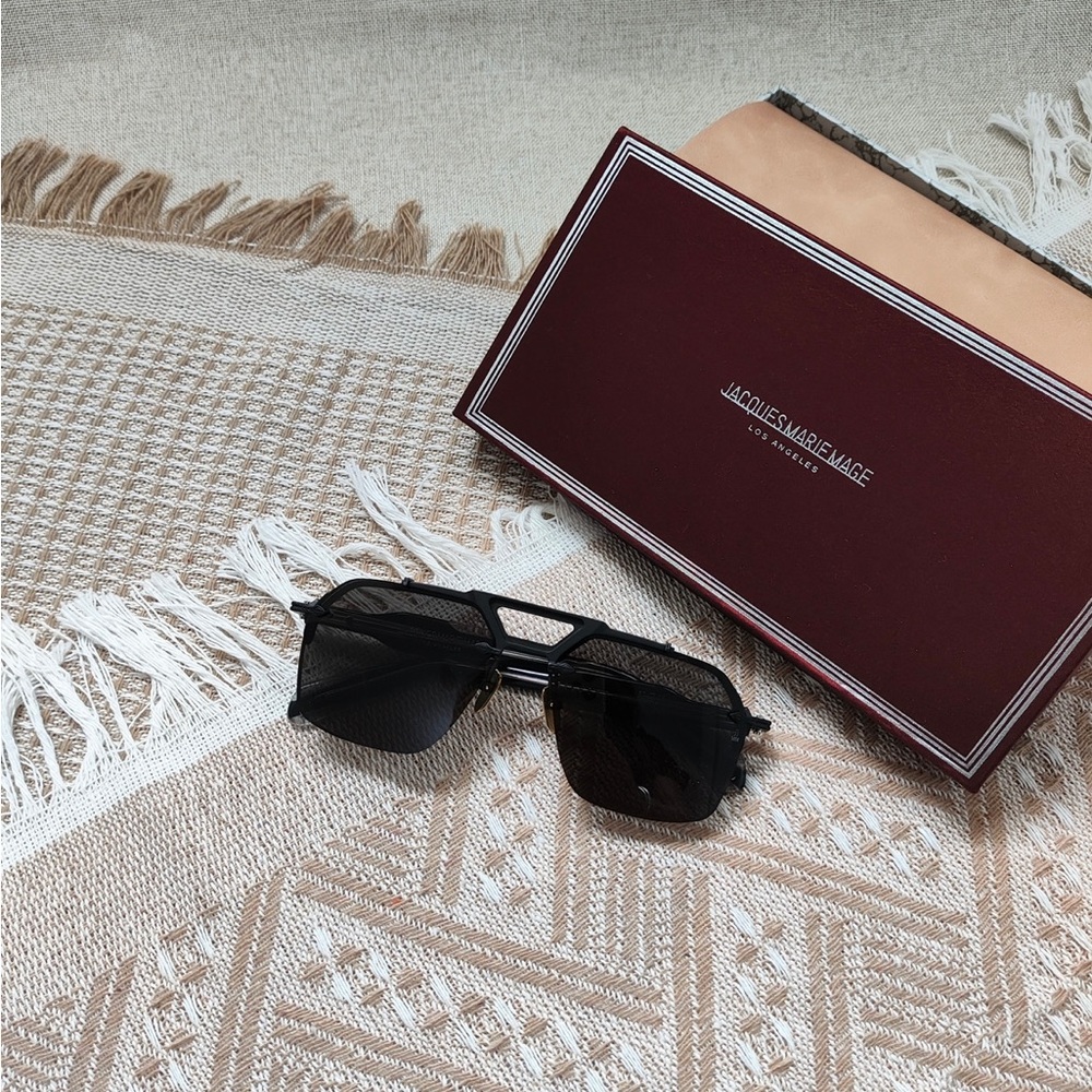 Jacques Marie Mage Black Rectangle Sunglasses